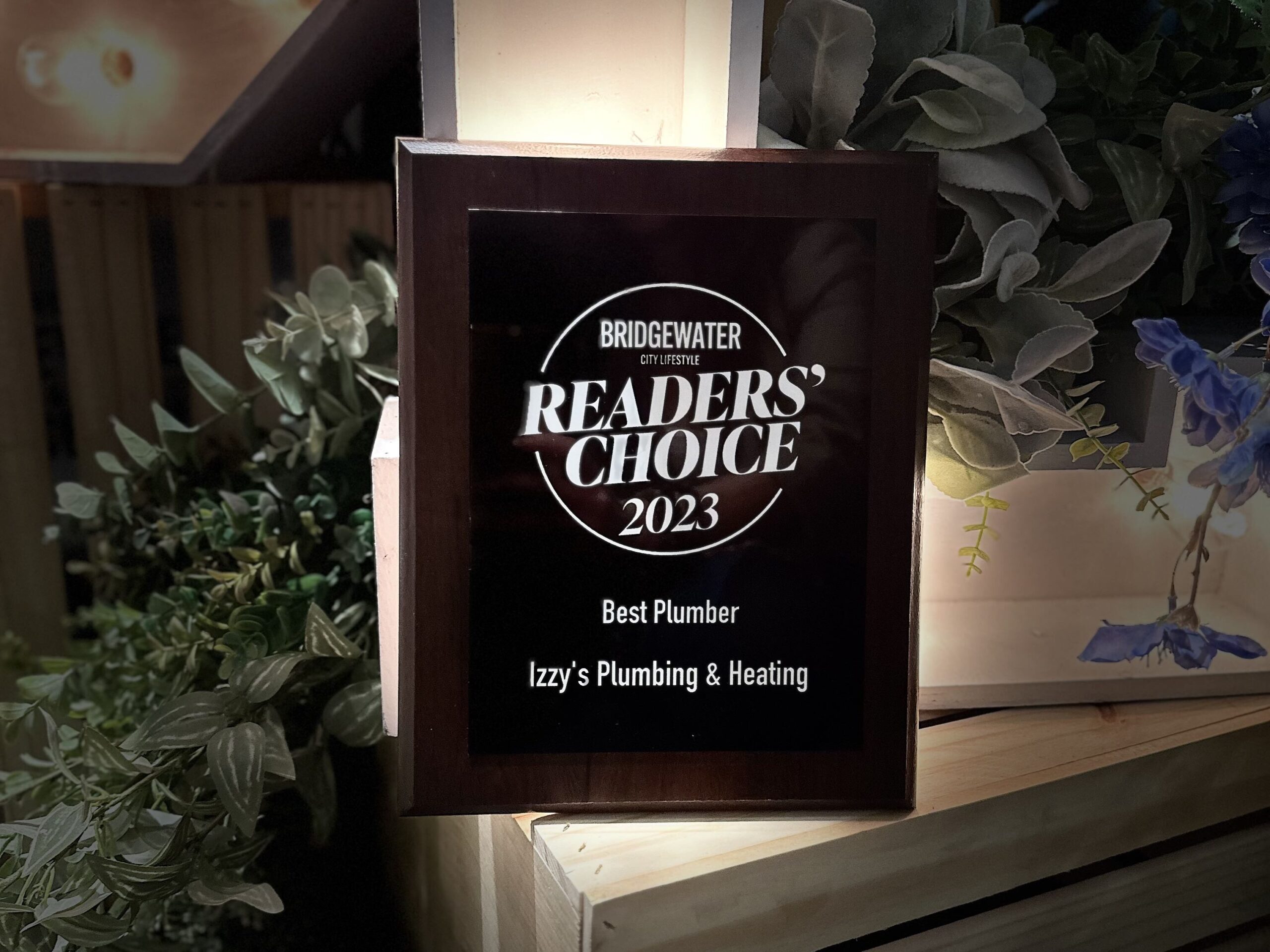 Bridgewater Life Style Readers' Choice Best Plumber Award Plaque